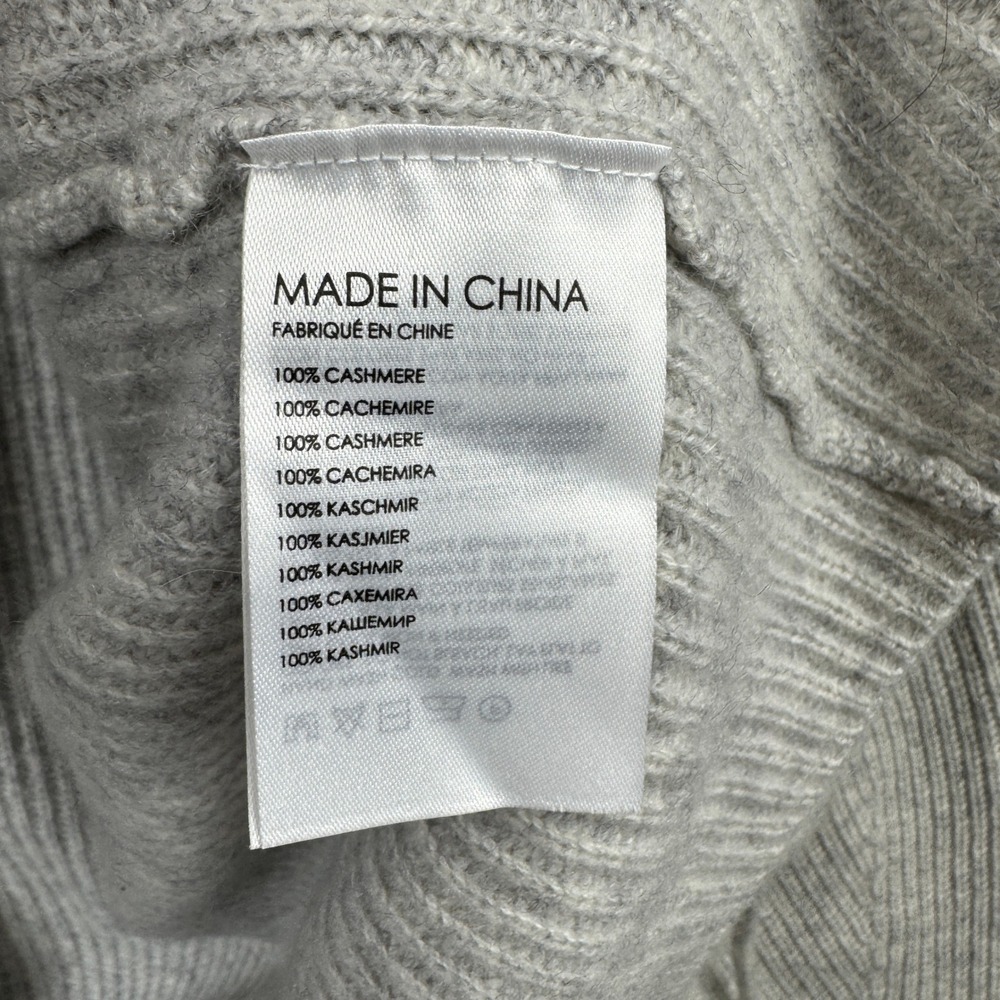 Ralph Lauren 100% Cashmere Ribbed Cardigan Gray Open Front Tie Wrap Sweater Sz L - Picture 4 of 7